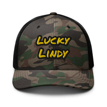 Lucky Lindy's Camo Trucker Hat in Camo/Black