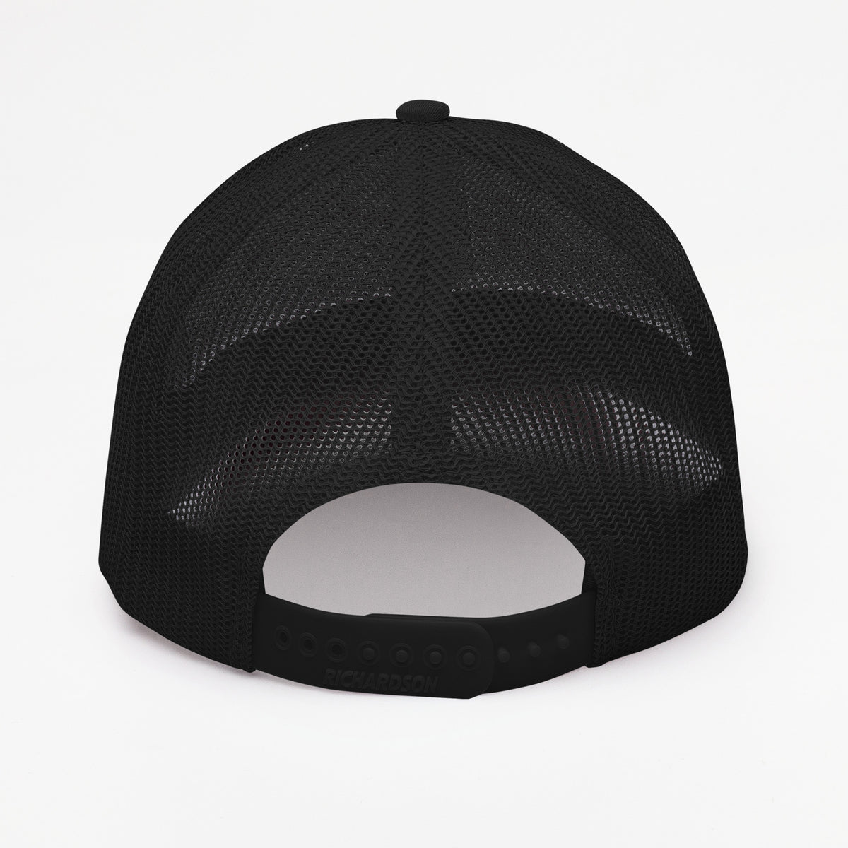 Lucky Lindy's Script 112 Richardson snapback trucker hat in Black (back view 2)