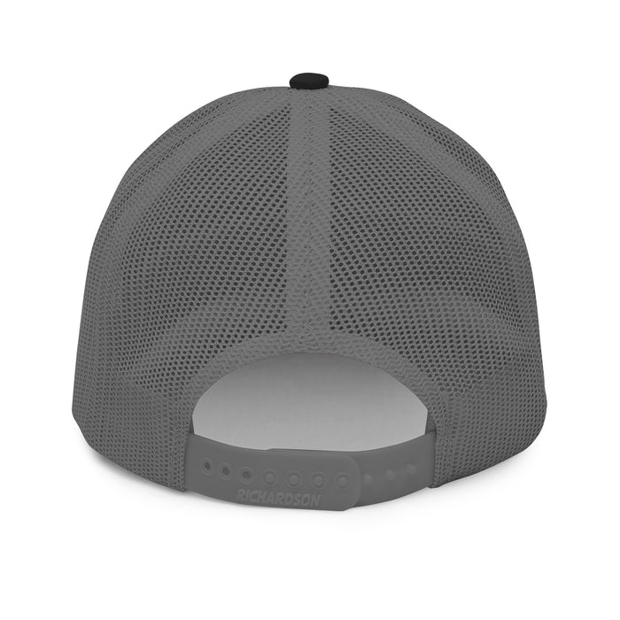 Lucky Lindy's Richardson 112 snapback trucker cap in Black/Charcoal (back)
