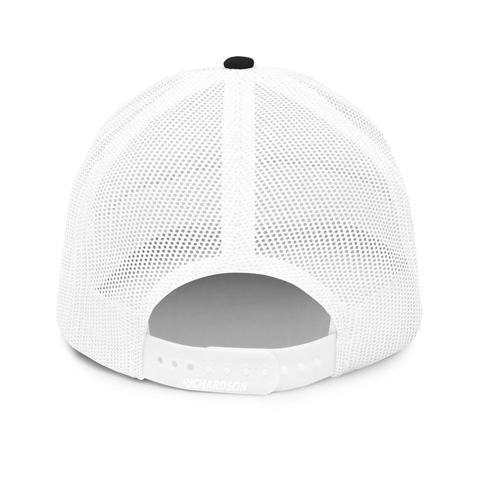 Lucky Lindy's Richardson 112 snapback trucker cap in Black/White (back)