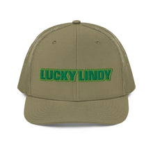 Lucky Lindy's Richardson 112 snapback trucker cap in Loden (front)
