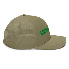 Lucky Lindy's Richardson 112 snapback trucker cap in Loden (right side)