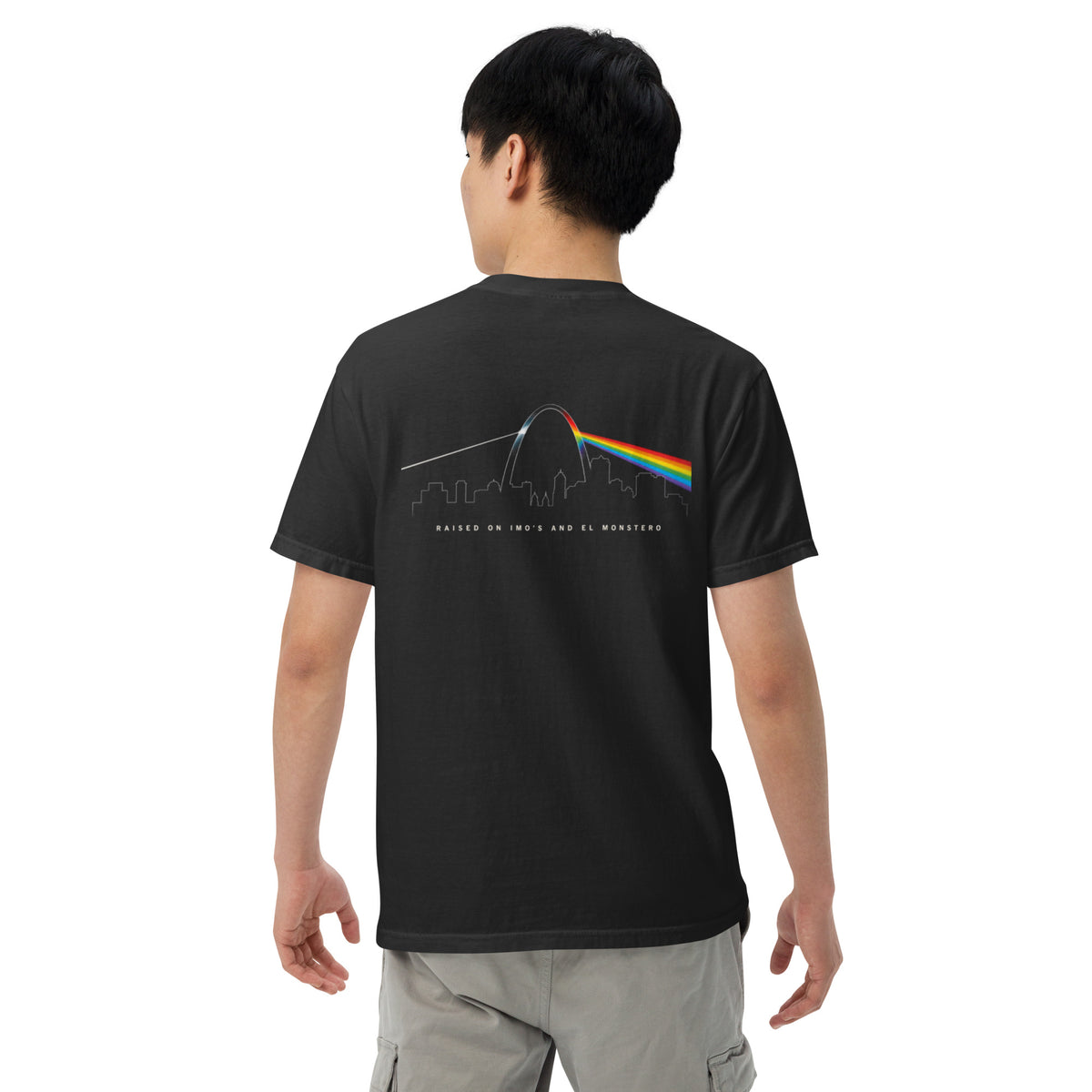 Lucky Lindy's Dark Side of St. Louis garment-dyed heavyweight tee in Black (back)