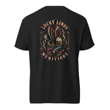 Lucky Lindy's Munitions garment-dyed heavyweight tee in Black (back)