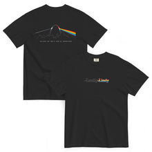 Lucky Lindy's Dark Side of St. Louis garment-dyed heavyweight tee in Black (front and back)