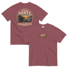 Lucky Lindy's No Pants garment-dyed heavyweight tee in Brick (front and back)