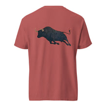 Lucky Lindy's Bull Fight garment-dyed heavyweight tee in Crimson (back)