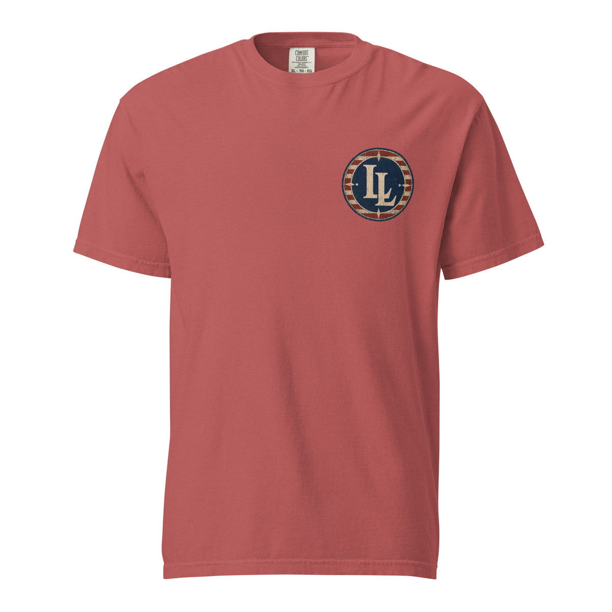 Lucky Lindy's Bull Fight garment-dyed heavyweight tee in Crimson (front)