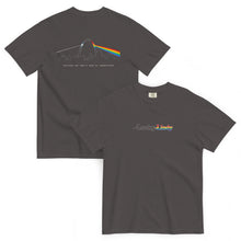 Lucky Lindy's Dark Side of St. Louis garment-dyed heavyweight tee in Graphite (front and back)