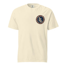 Lucky Lindy's Munitions garment-dyed heavyweight tee in Ivory (front)