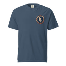 Lucky Lindy's Munitions garment-dyed heavyweight tee in Midnight (front)