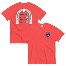 Lucky Lindy's Arrows garment-dyed heavyweight tee in Paprika (front and back)
