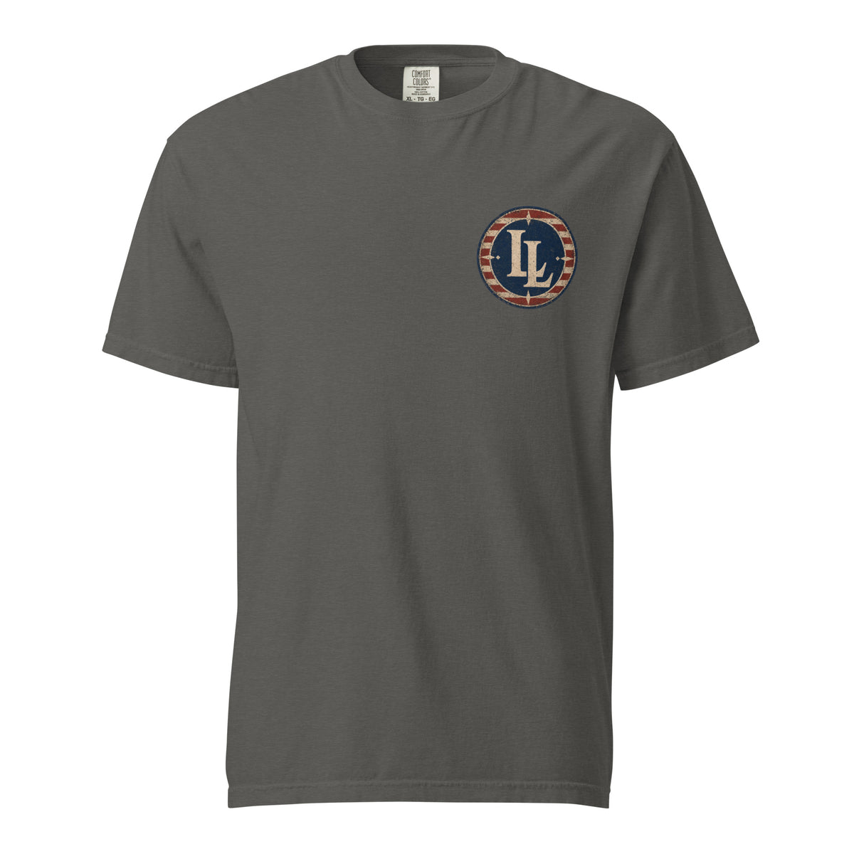 Lucky Lindy's Bull Fight garment-dyed heavyweight tee in Pepper (front)