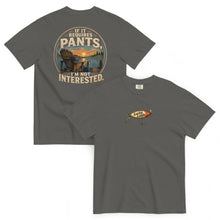 Lucky Lindy's No Pants garment-dyed heavyweight tee in Pepper (front and back)