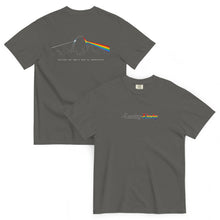 Lucky Lindy's Dark Side of St. Louis garment-dyed heavyweight tee in Pepper (front and back)