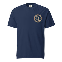 Lucky Lindy's Munitions garment-dyed heavyweight tee in True Navy (front)