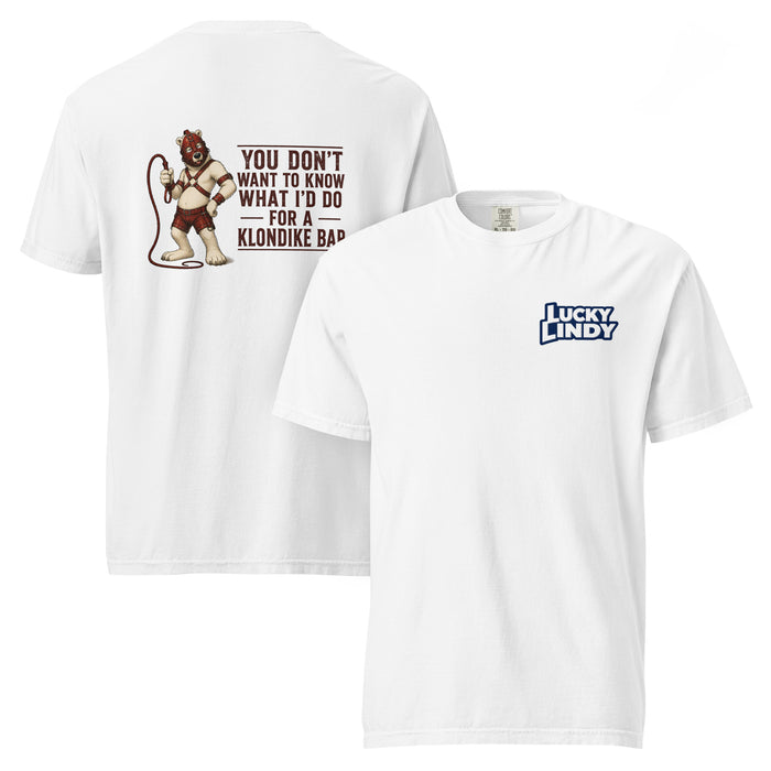Lucky Lindy's I Scream ice cream graphic garment-dyed tee in White (front and back)