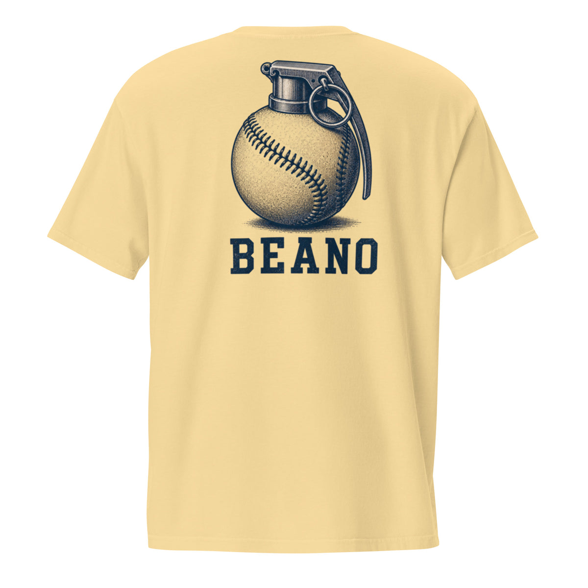 Lucky Lindy's Beano garment-dyed pocket tee in Butter (back)