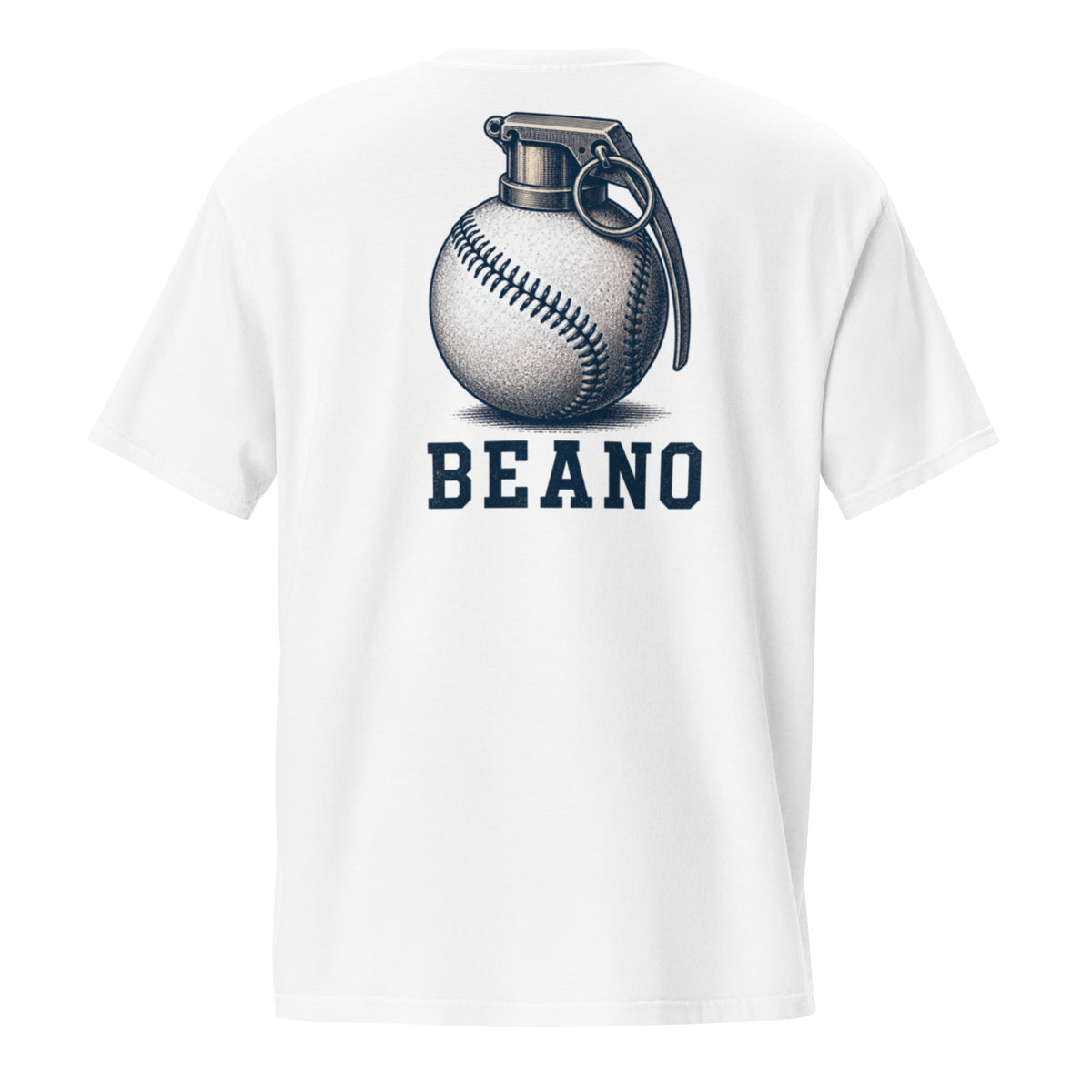 Lucky Lindy's Beano garment-dyed pocket tee in White (back)