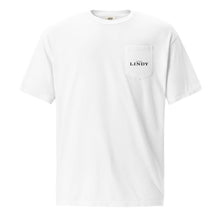 Lucky Lindy's Beano garment-dyed pocket tee in White (front)