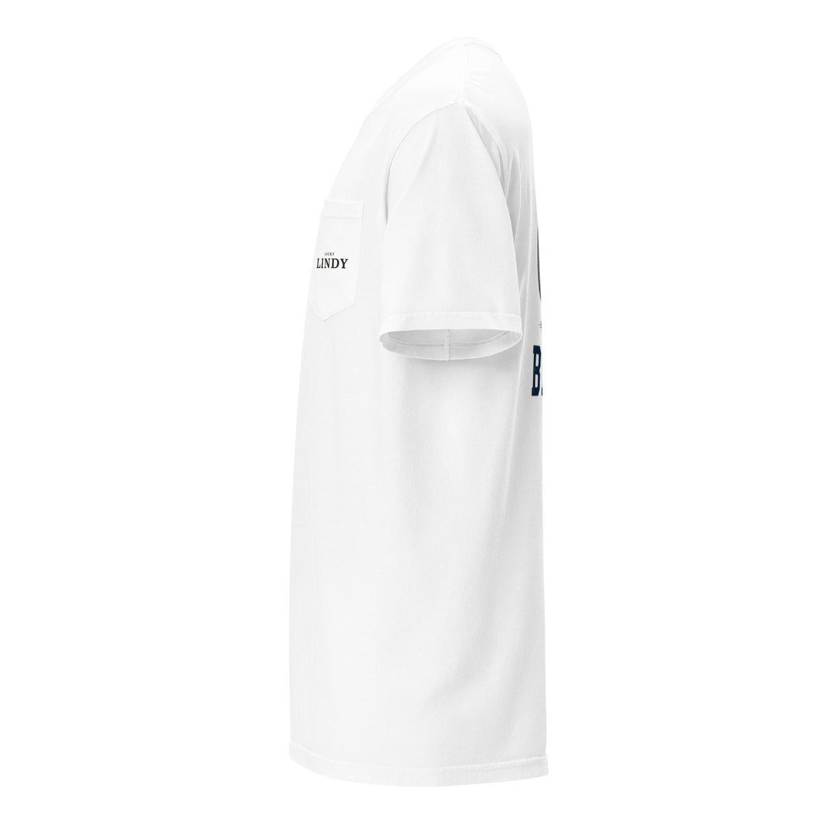 Lucky Lindy's Beano garment-dyed pocket tee in White (left)