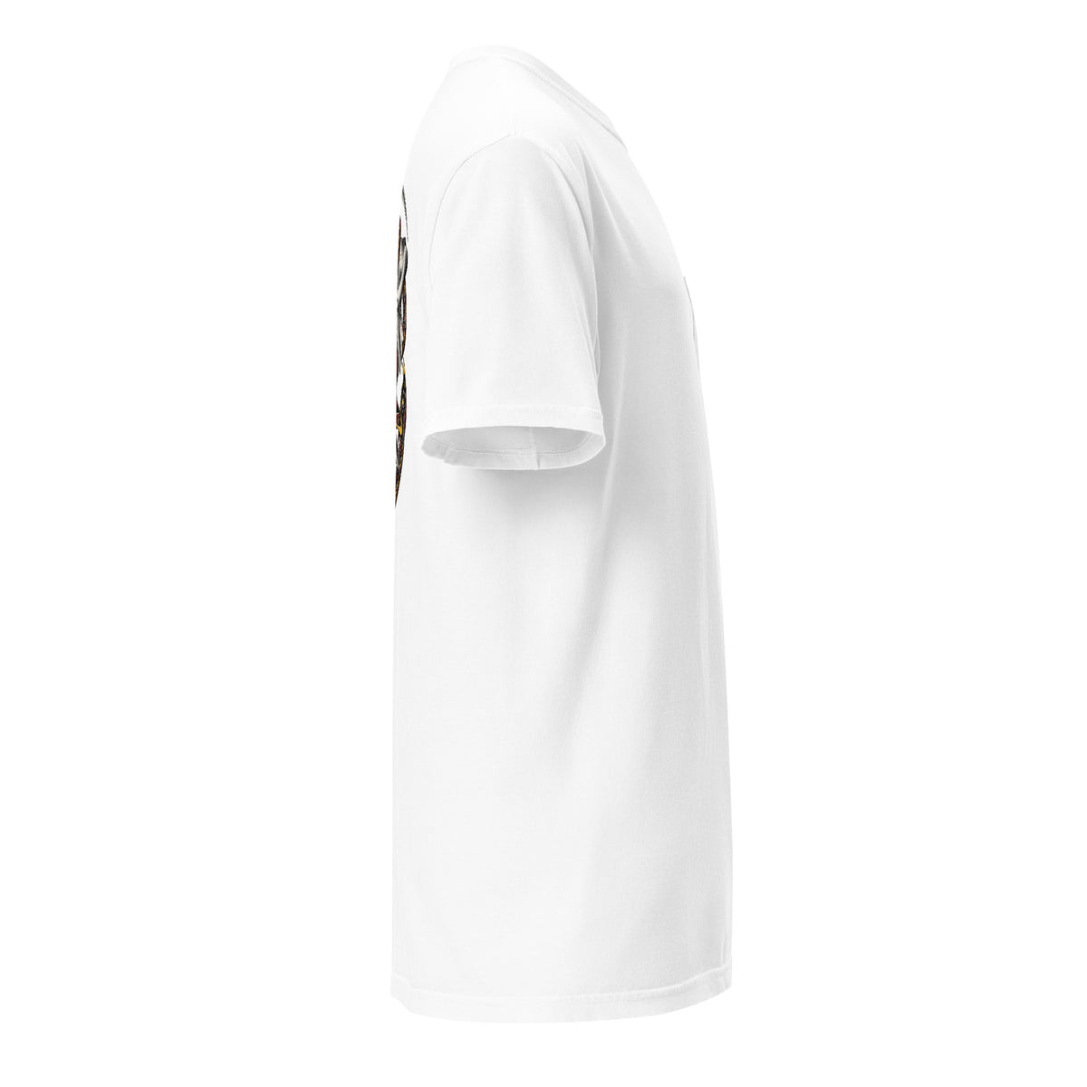 Lucky Lindy's Make No Bones grim reaper garment-dyed pocket tee in White (right)